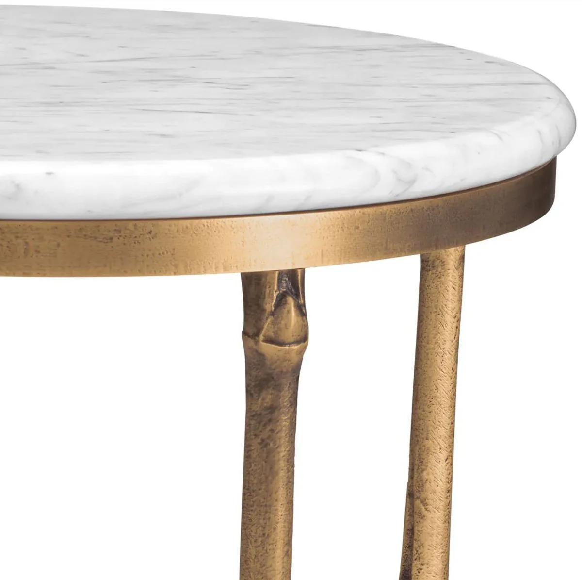 Luxury side table vintage brass / white Ø 43 x H. 45.5 cm - Round brass table with marble top - Living room furniture - Luxury furniture - Living room furnishings - Luxury quality