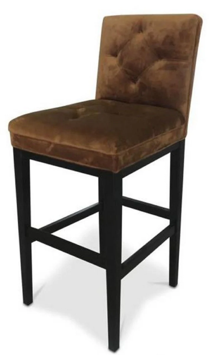 Luxury bar chair dark brown / black 47 x 58 x H. 108 cm - Handmade Chesterfield bar stool