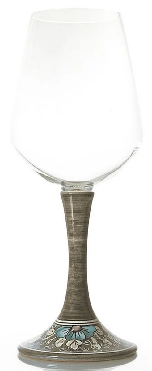 Luxury Baroque dining room set turquoise / silver - 1 dining table with glass top and 6 dining chairs - Made in Italy - Luxury Collection