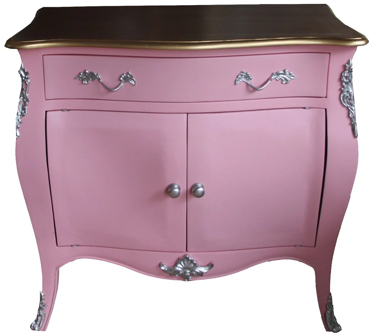 Baroque chest of drawers pink / brown with one drawer and 2 doors H. 88 cm - handmade from solid wood - limited edition