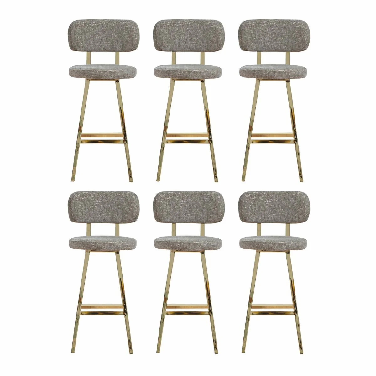 Luxury bar chair set of 6 gray / gold H. 106 cm - bar furniture