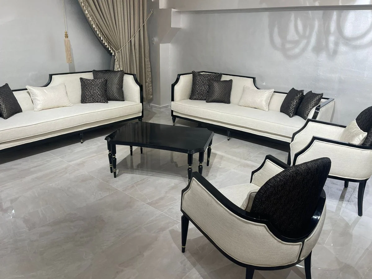 Luxury Art Deco Sofa Natural Colors / Black / Gold - Living Room Sofa - Living Room Furniture - Art Deco Furniture - Luxury Furniture - Art Deco Furnishings - Luxury Furnishings