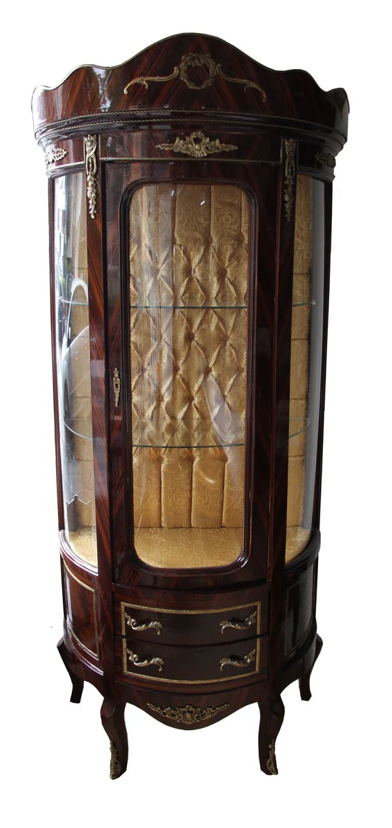 Baroque display cabinet model mahogany brown - 80 cm x 50 cm x H 188 cm x display cabinet - living room cabinet