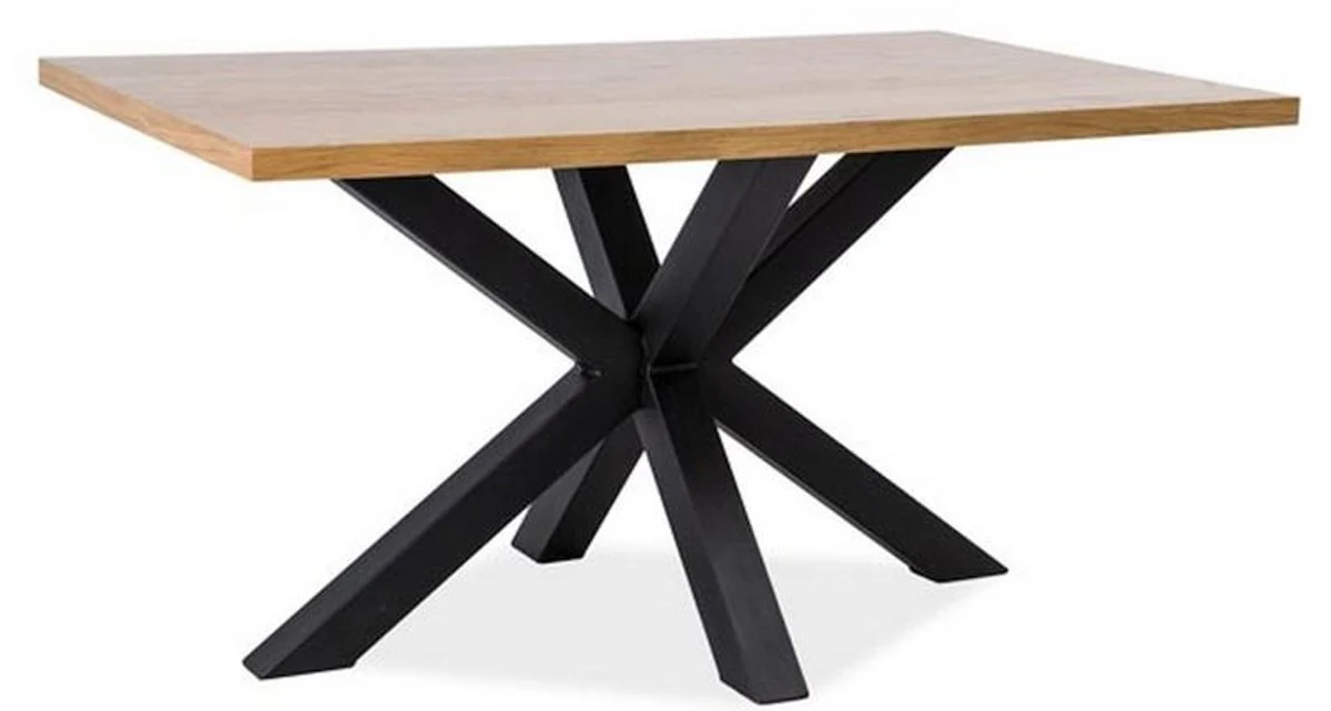 Designer solid wood dining table natural colors / black - various sizes - kitchen table with solid oak table top - kitchen furniture