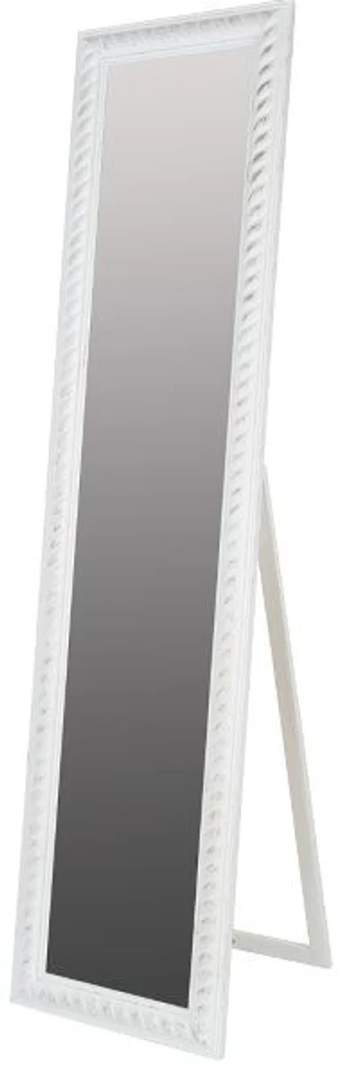 Barock Standspiegel Weiss mit wunderschönem antik-weißem Kordelrahmen H. 180 cm - Handgefertigt