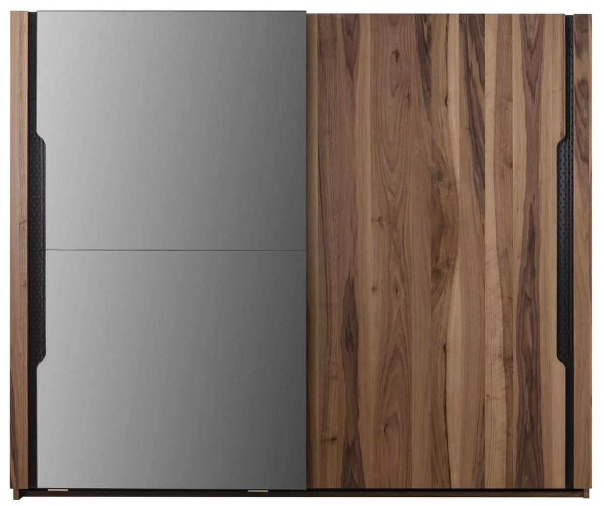 Luxury bedroom wardrobe brown 260 x 70 x H. 220 cm - Modern solid wood wardrobe with 2 sliding doors - Luxury bedroom furniture
