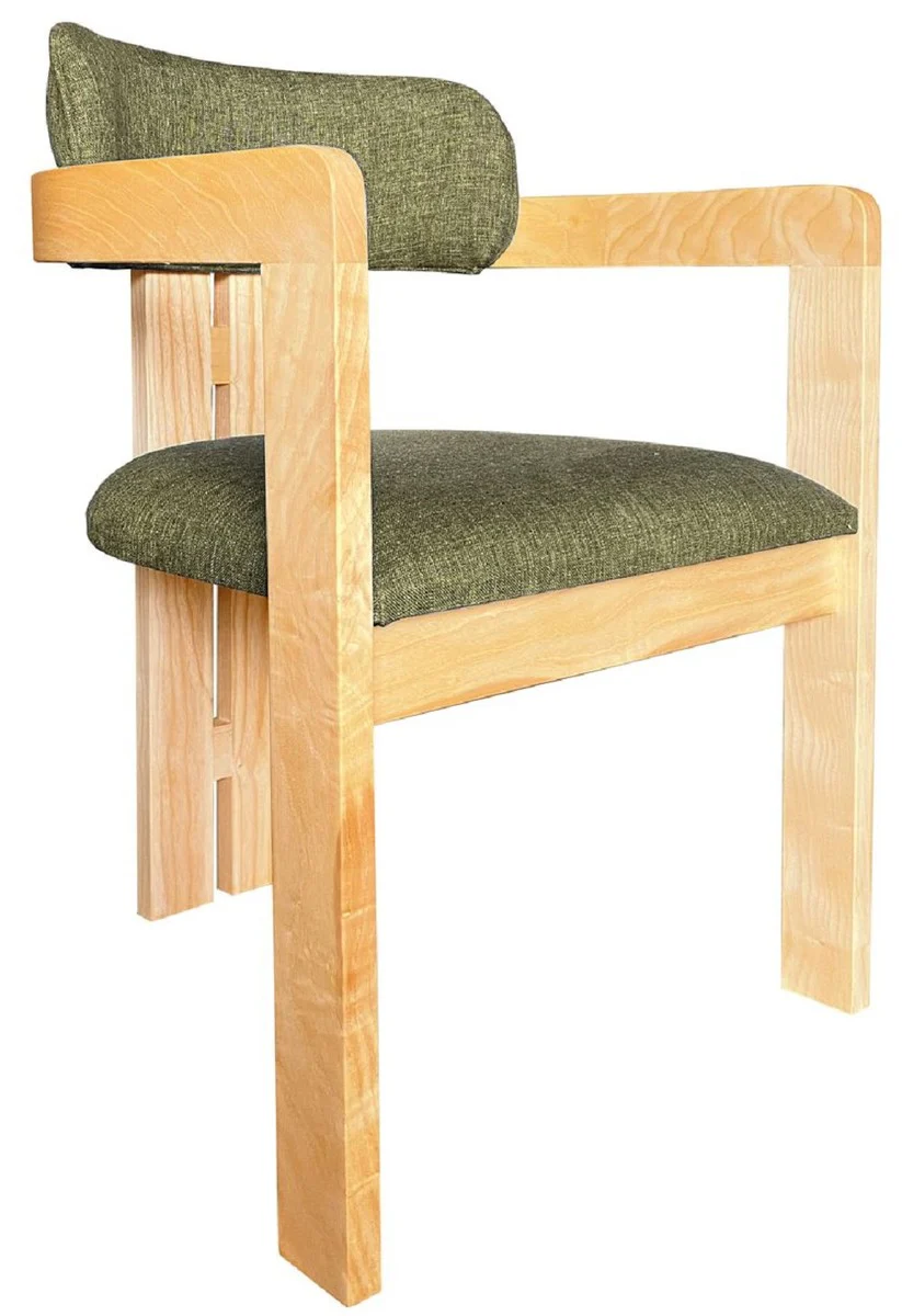 Luxury dining room chair with armrests green / natural color 56 x 54 x H. 82 cm - solid wood kitchen chair - dining room furniture - restaurant furniture - solid wood furniture - luxury furniture