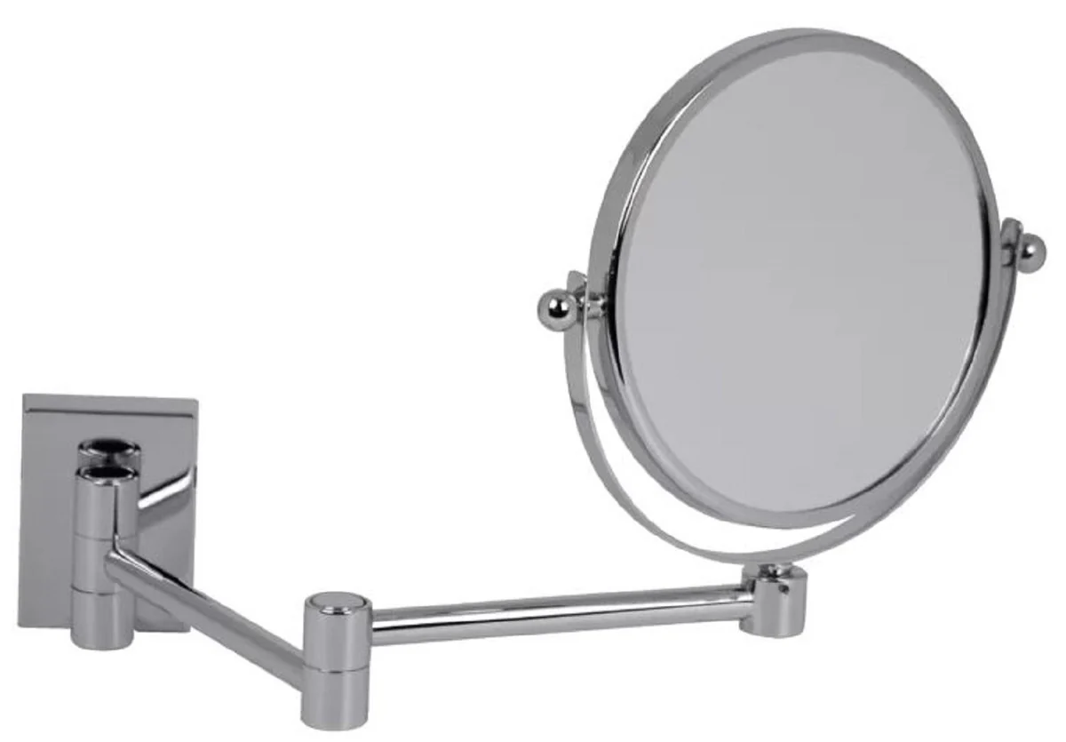 Luxury cosmetic mirror silver Ø 16 x 40 x H. 25 cm - Adjustable cosmetic wall mirror - Bathroom make-up mirror - Bathroom accessories - Luxury quality - Made in Italy