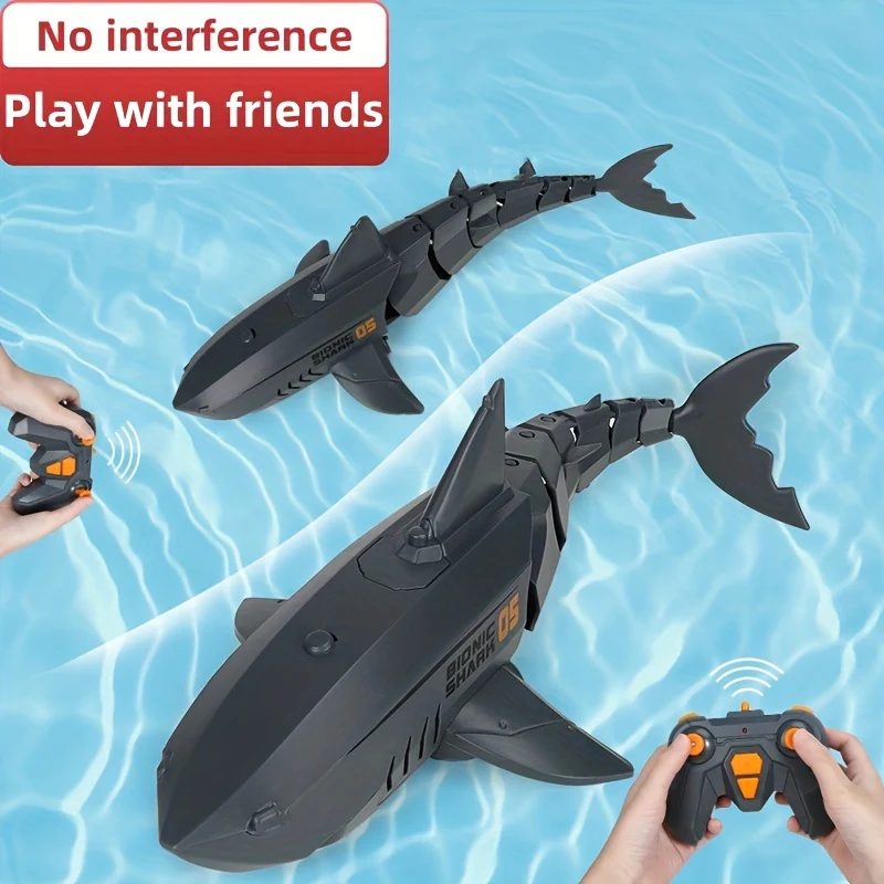 Simulation Elektrische Fernbedienung Licht Hai Wasser Spielen Schaukel Blau Meer Schnellboot Riesen Zahn Hai Mechanische Modell Spielzeug