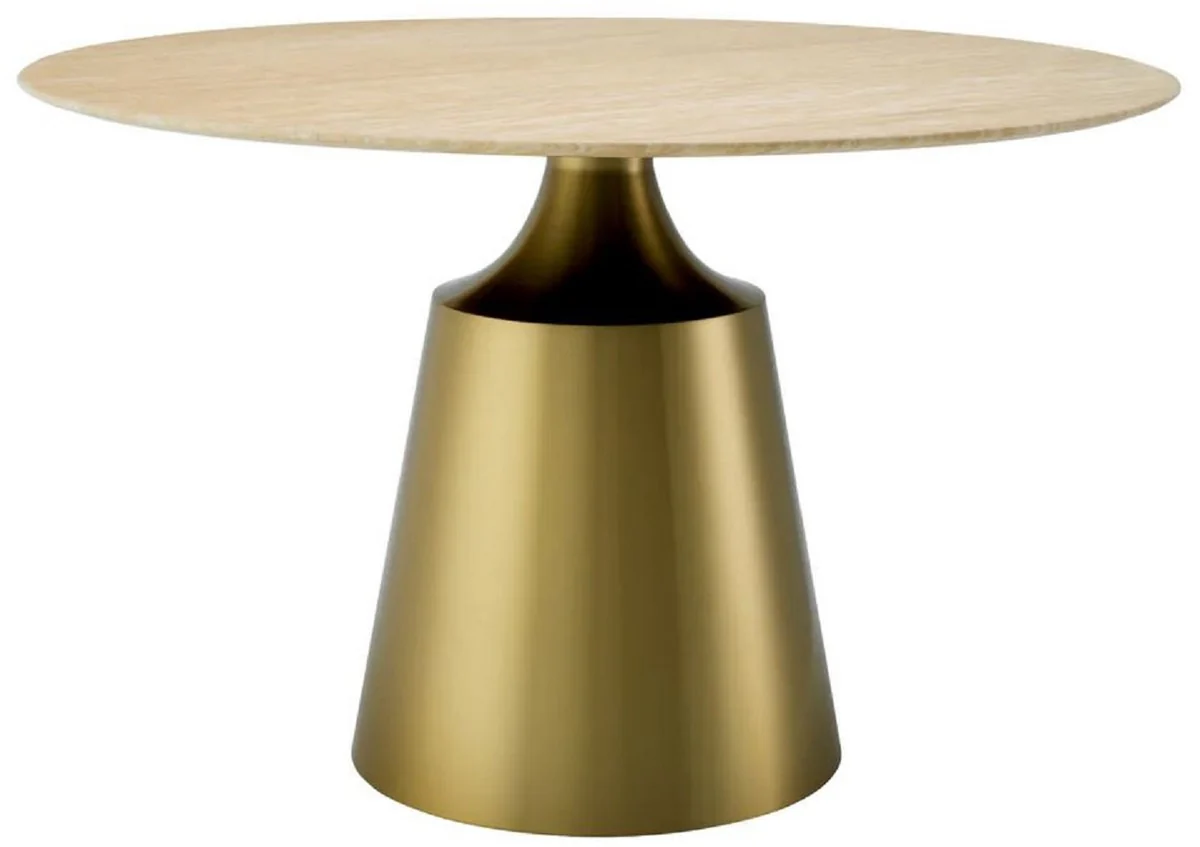 Luxury dining table beige / brass Ø 120 cm - Luxury dining room furniture
