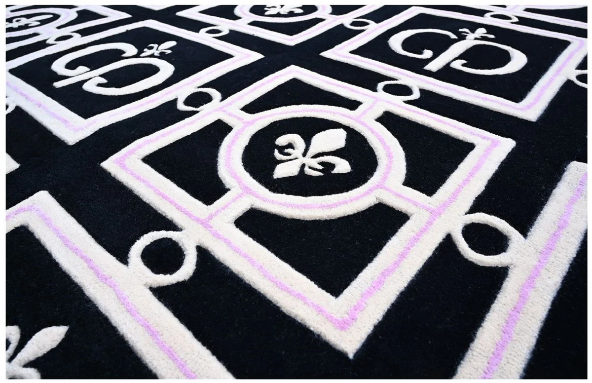 Luxury Baroque carpet black / white / purple 200 x 300 cm - Baroque Interior