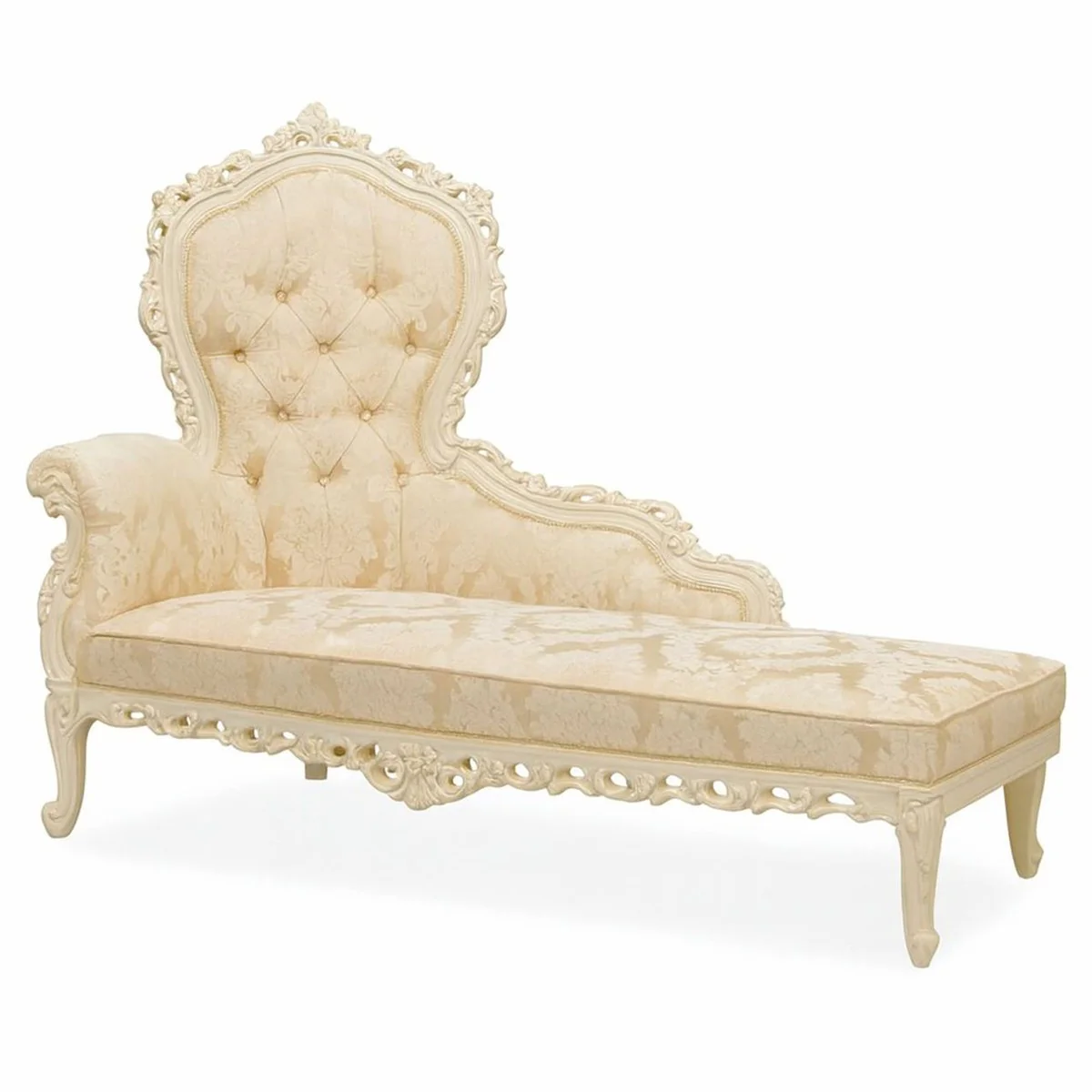Luxus Barock Chaiselongue Creme / Gold 160 cm - Barock Möbel