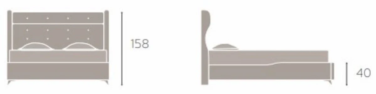 Luxury Baroque Double Bed Black / Cream / Gold - Various Sizes - Handcrafted Solid Wood Bed in Baroque Style - Baroque Bedroom & Hotel Furniture - Noble & Magnificent