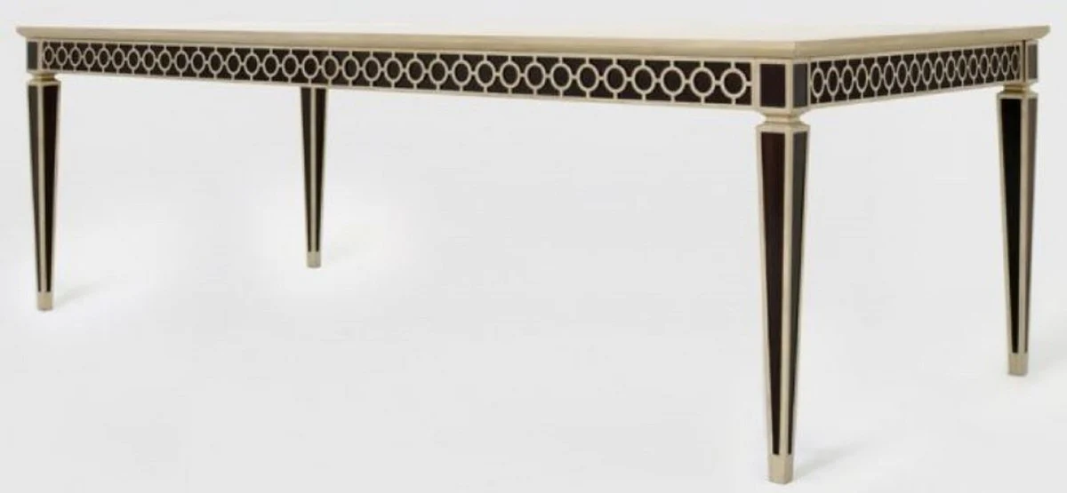 Luxury baroque dining table black / silver 240 x 110 x H. 78 cm - solid wood kitchen table - dining room table - dining room furniture in the baroque style