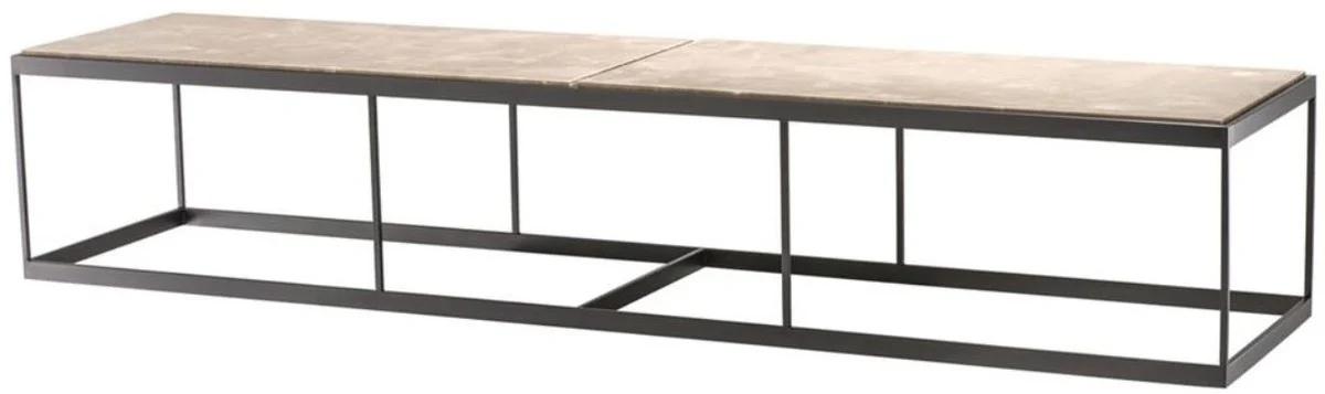 Coffee table beige / bronze 190 x 45 x H. 35 cm - luxury stainless steel living room table with marble top