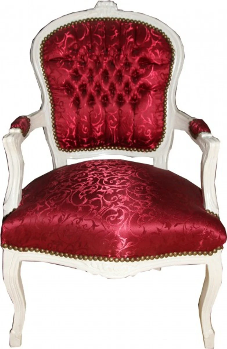 Baroque Salon Chair Bordeaux Red Pattern / Antique White - Chairs Furniture