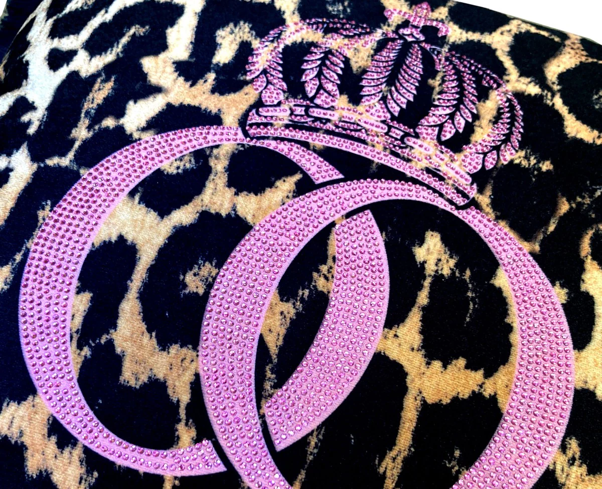 Harald Glööckler luxury decorative cushion Pompöös by Leopard / Pink with rhinestones Leo - Finest velvet fabric - Glööckler cushion