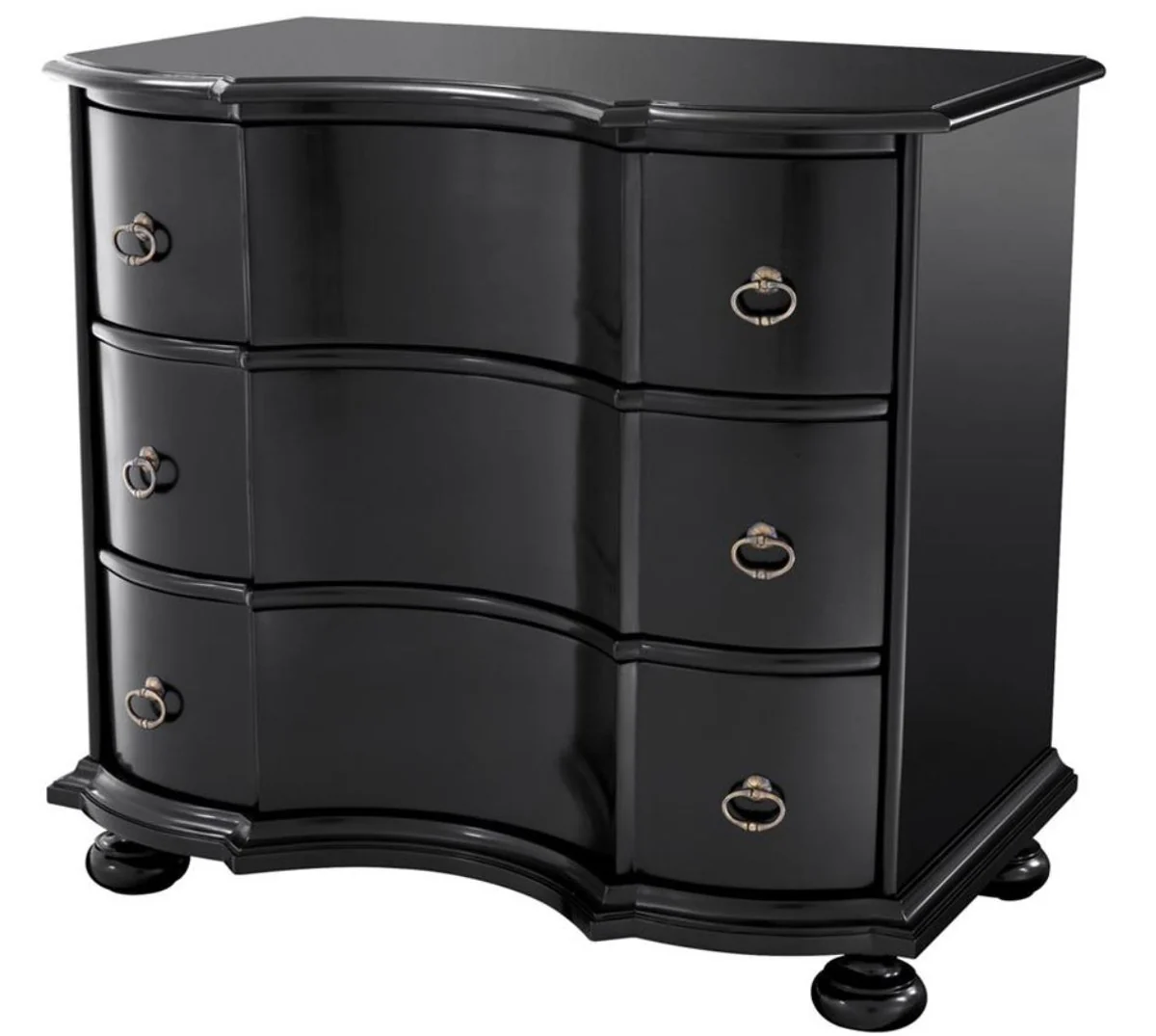 Luxury chest of drawers with 3 drawers black / antique brass 94 x 60 x H. 87 cm - luxury quality