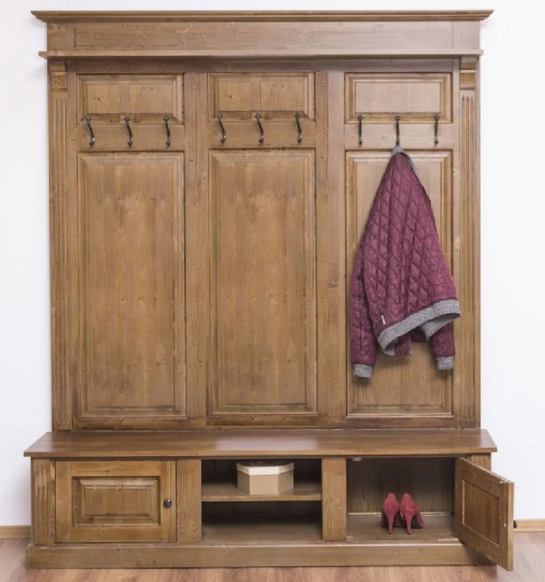Country house style wardrobe brown 180 x 41 x H. 210 cm - solid wood wardrobe - country house style wardrobe furniture