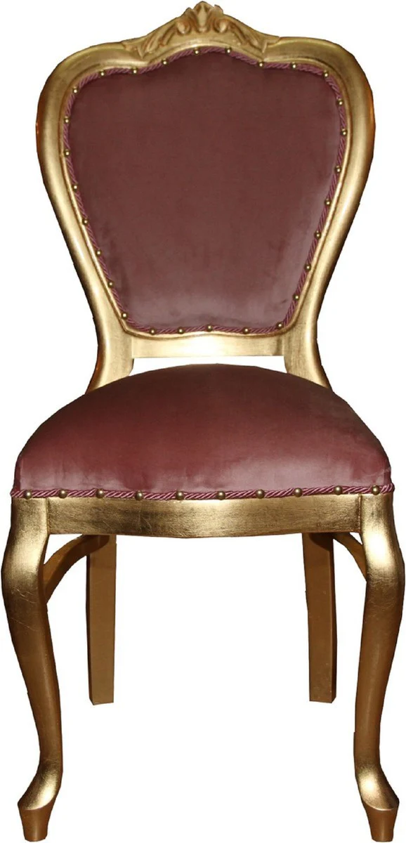 Luxury Baroque dining room set pink / gold 45 x 46 x H. 99 cm - 6 handmade dining chairs - Baroque dining room furniture