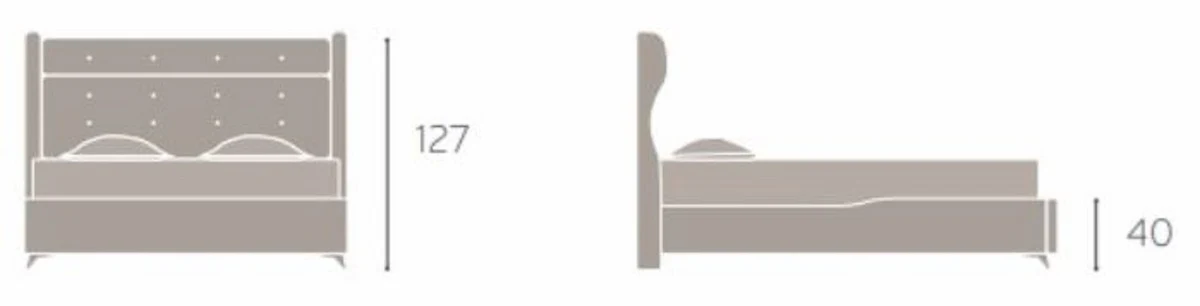 Luxury Double Bed Gray - Modern Solid Wood Bed - Modern Bedroom & Hotel Furniture - Luxury Collection