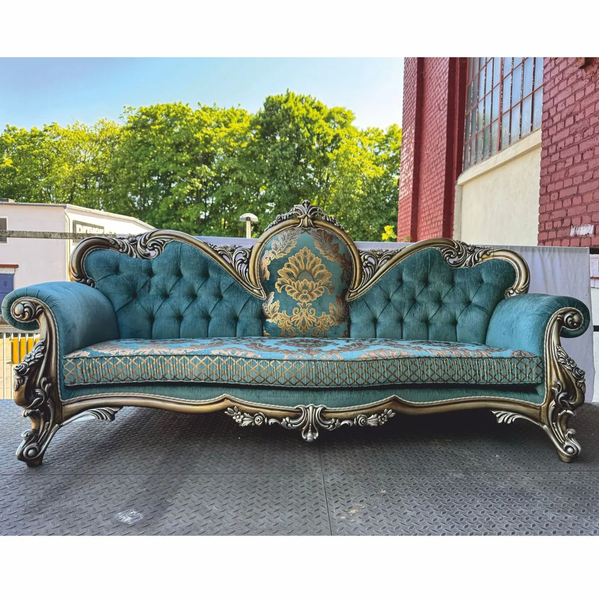 Luxury Baroque Living Room Set Turquoise / Silver - Baroque Style Furniture