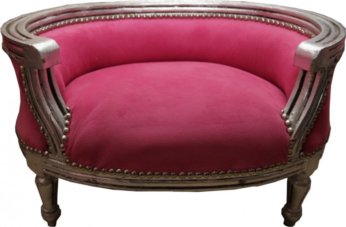 Baroque Dog & Cat Sofa Pink/Silver - Dog Chair Seat Dog Bed Cat Bed Dog Cat Furniture