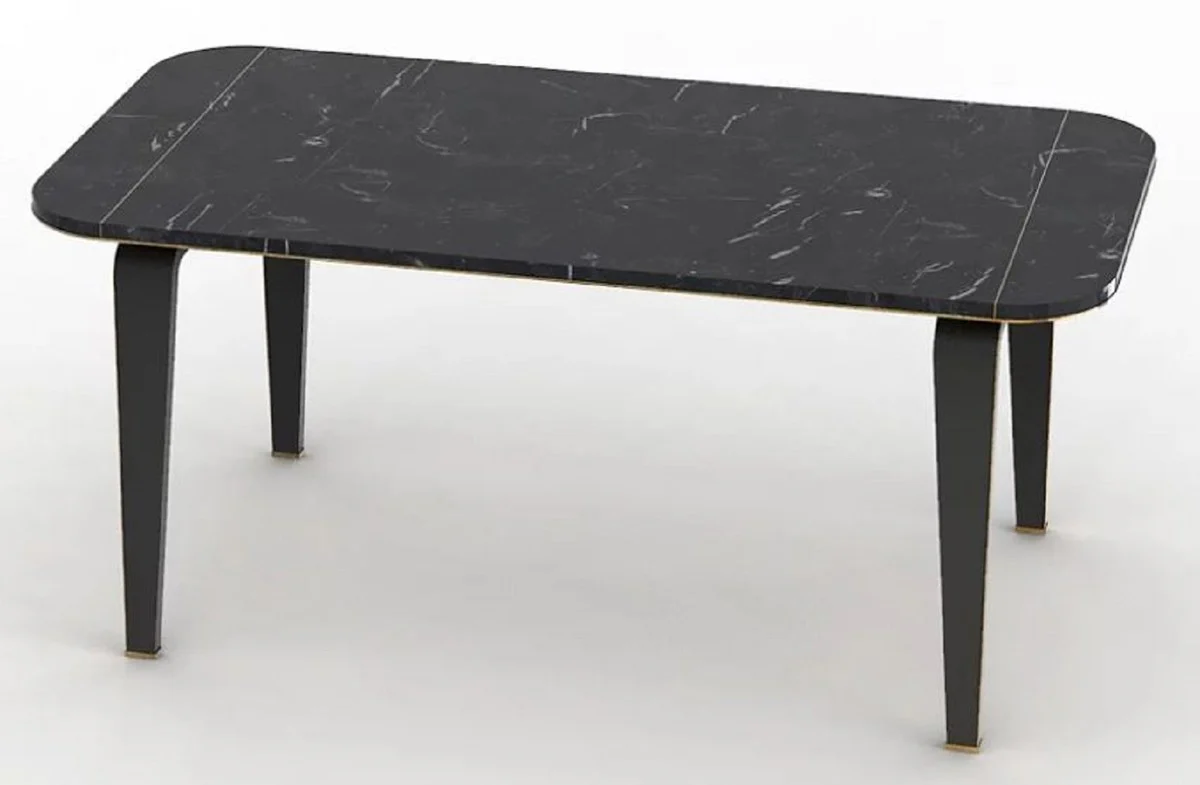 Luxury marble dining table black / brass 180 x 90 x H. 80 cm - Elegant kitchen table with high-quality hand-cut Marquina marble - Marble dining room furniture - Luxury quality