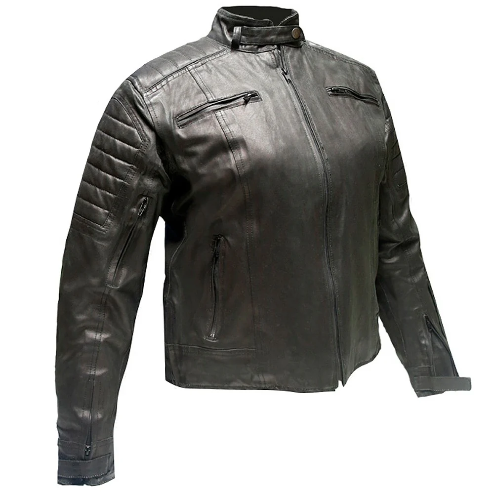 CHAQUETA CAFE RACER OUT KELVA LADY (WAXED COTTON) NEGRO