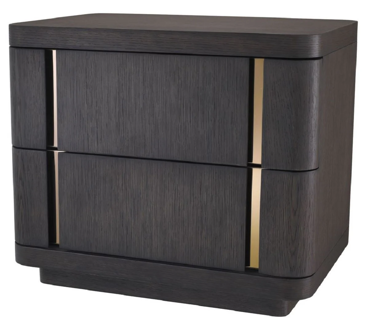 Luxury side table with 2 drawers mocha / brass 65 x 46 x H. 56 cm - Luxury Collection