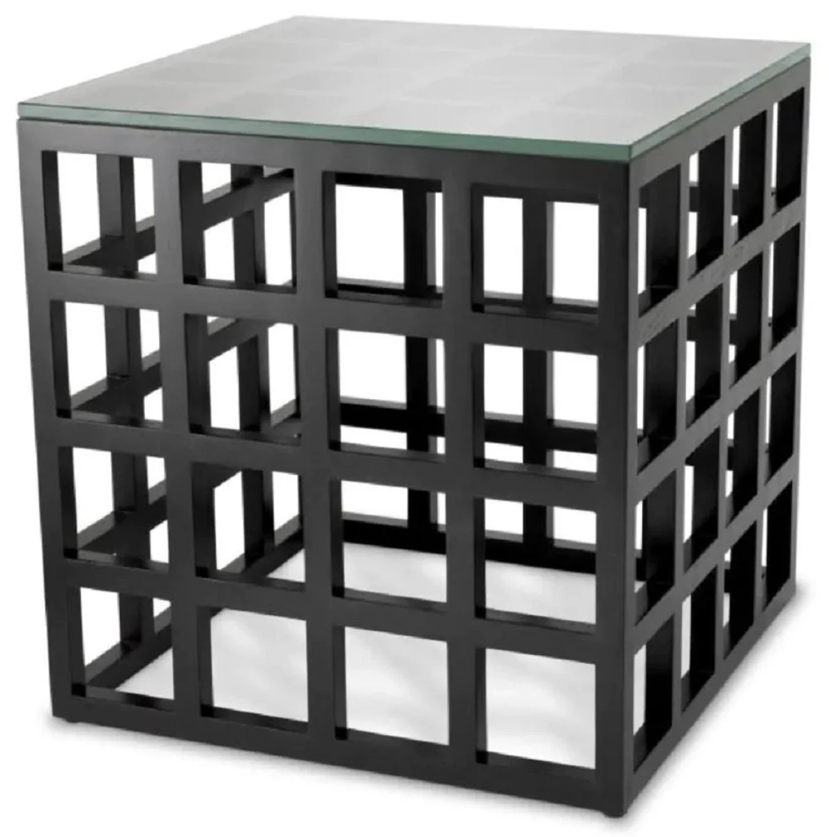Luxury side table with glass top black H. 54.5 cm