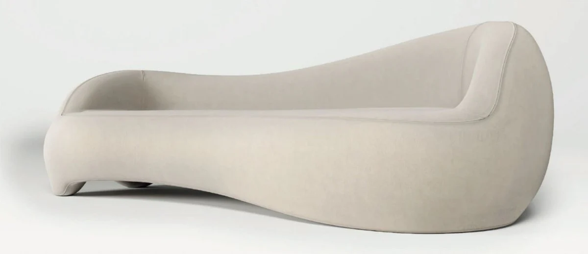 Luxury velvet sofa cream 280 x 105 x H. 68 cm - living room sofa - hotel sofa - living room furniture - hotel furniture - luxury furniture