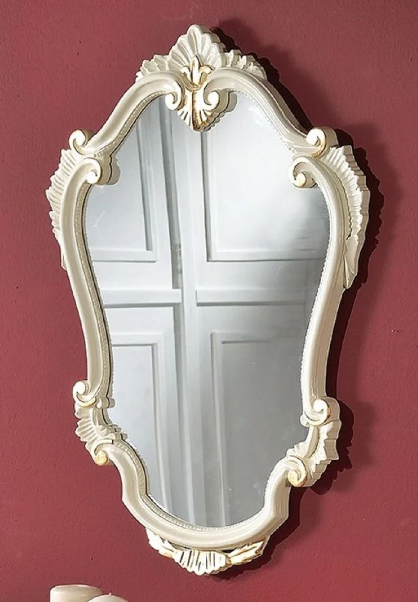 Luxury Baroque Mirror White / Gold - Handcrafted Solid Wood Wall Mirror in Baroque Style - Baroque Furniture - Luxury Quality - Made in Italy