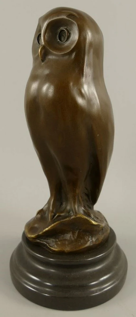 Bronze Skulptur Eule Bronzefarben / Schwarz 12 x 12 x H. 26 cm - Bronzefigur - Dekofigur - Schreibtisch Deko Accessoires