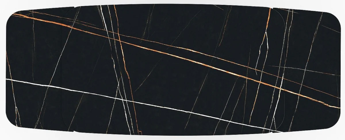 Luxury dining table with tempered glass ceramic table top black / matt black 160-240 x 95 x H. 76 cm - Extendable kitchen table - Dining room furniture - Luxury furniture