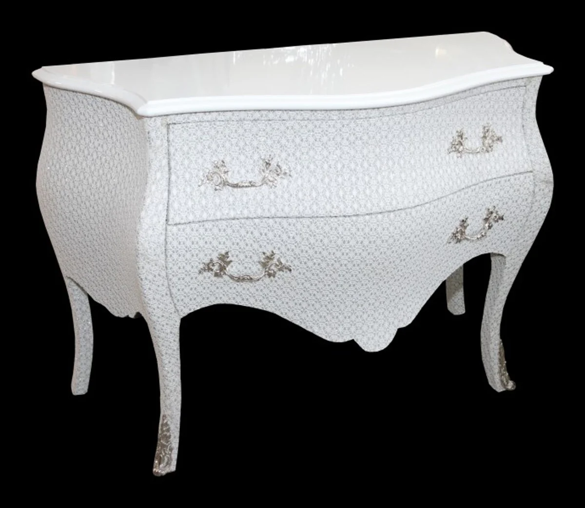 Baroque chest of drawers white / glitter look 120cm Mod2 - furniture cabinet sideboard