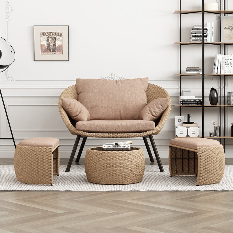 Freizeit Innenhof Rattan Stuhl Balkon Hof Garten Wohnzimmer homestay Modell Zimmer Indoor kleine Sofa Vier-Stück-Set