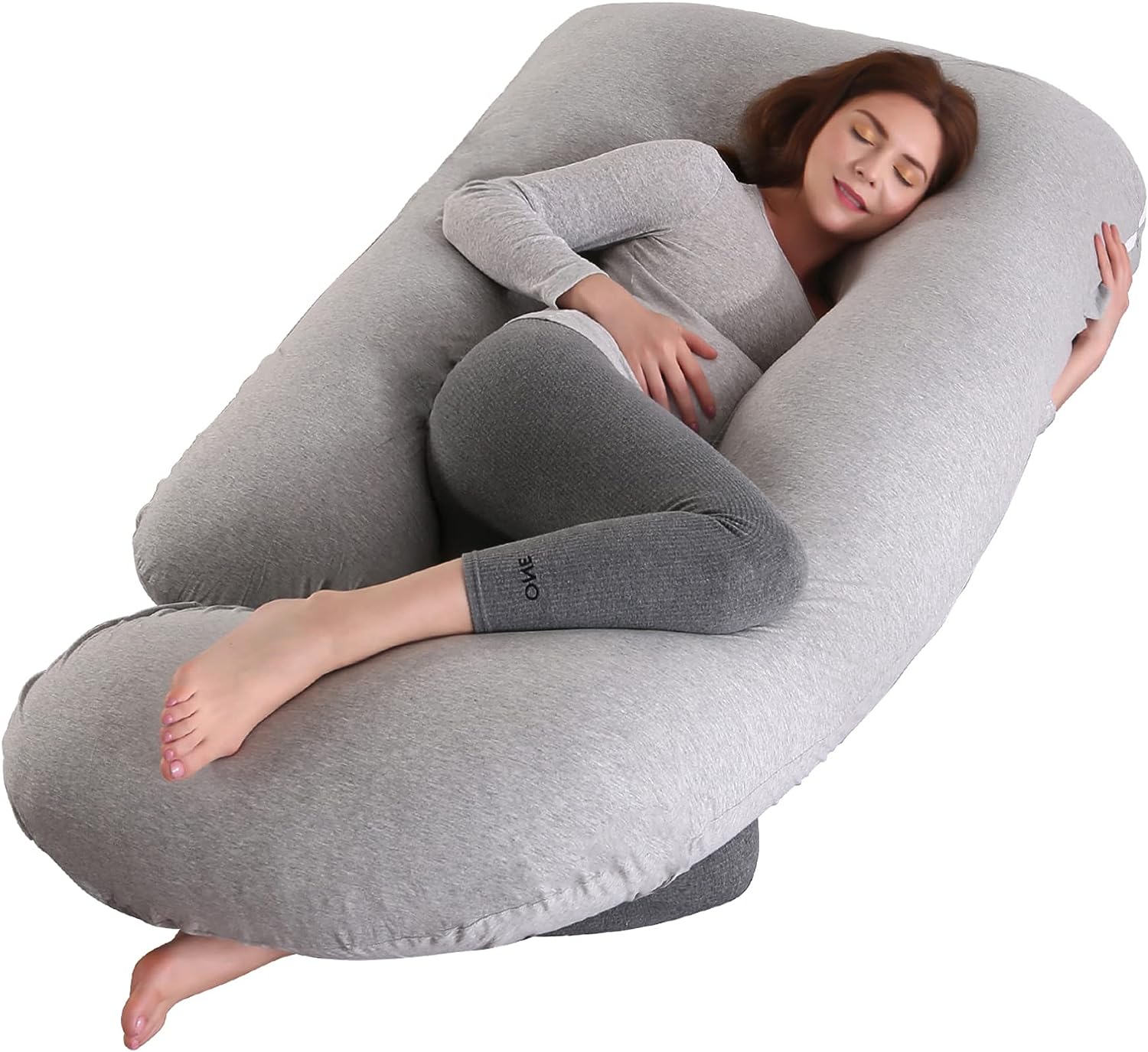 Schwangerschaftskissen, Ganzkörper-Schwangerschaftskissen zum Schlafen mit kühlendem, waschbarem Bezug, Unterstützung für Rücken, Hüfte, Beine, Bauch für schwangere Frauen (samtgrau)