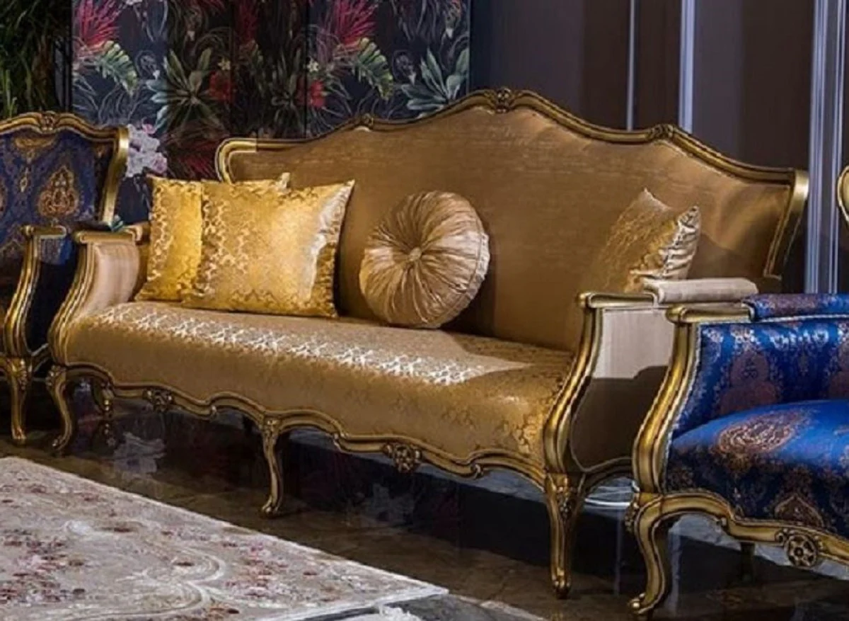 Luxury Baroque Sofa Gold - Magnificent Living Room Sofa with Elegant Pattern - Living Room Furniture in Baroque Style - Noble & Magnificent