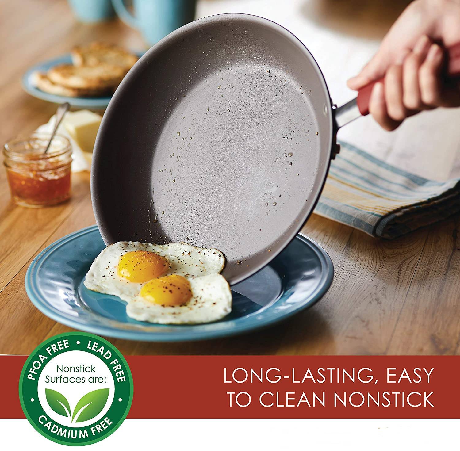 Antihaftbeschichtetes Kochgeschirr-Set aus Töpfen und Pfannen, 12-teilig, Cranberry-Rot