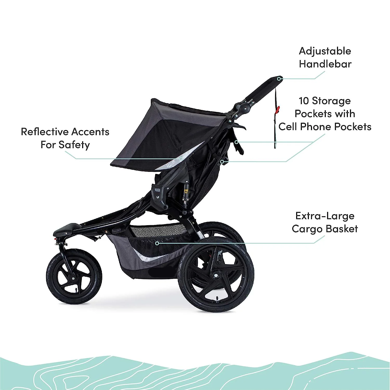 Gear Revolution Flex 3.0 Jogging-Kinderwagen, Lunar – Ultrareflektierende Akzente