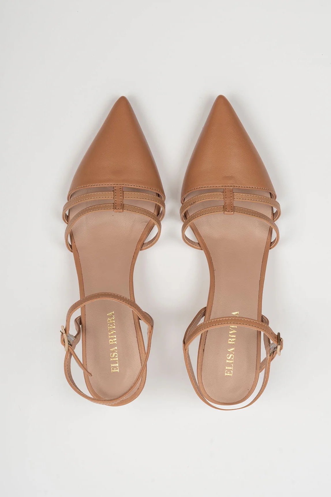 Slingback-Pantoletten „Berthe“ von Rivera-Spanien in Kamelbraun