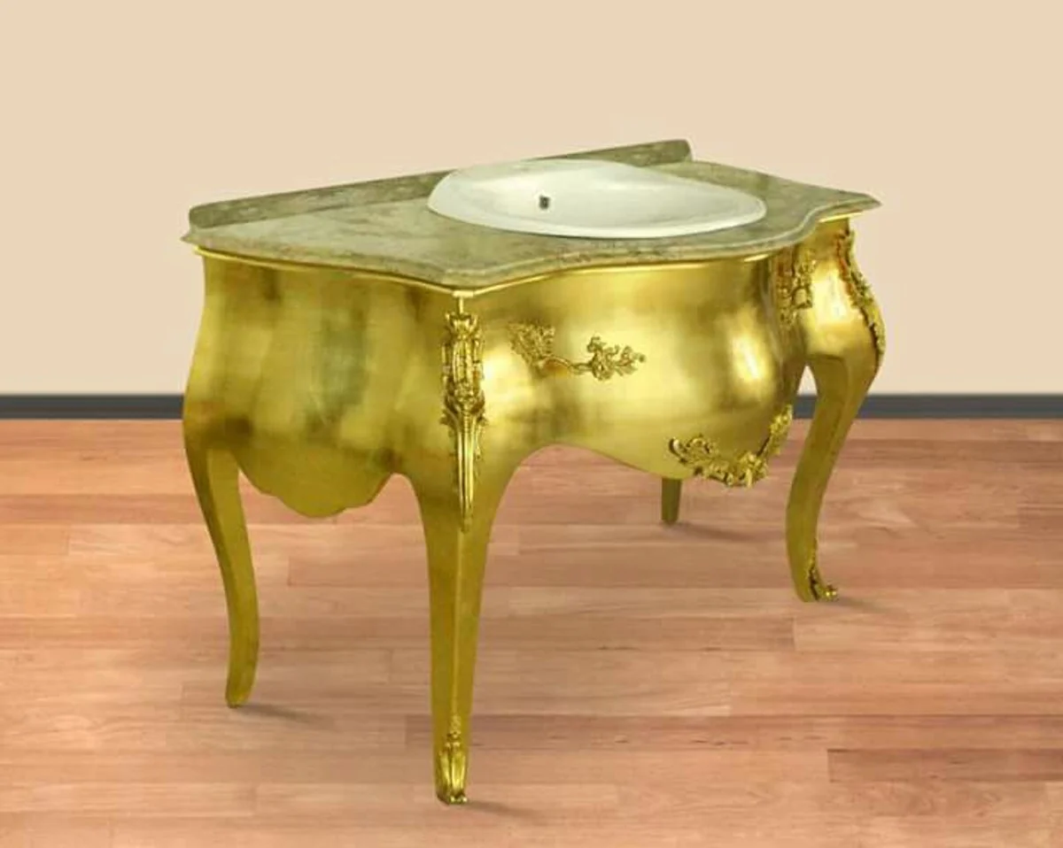 Luxury Baroque washbasin gold with cream marble top - Luxury Baroque bathroom furniture