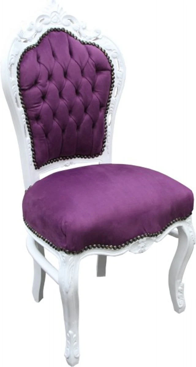 Baroque dining room chair purple/white - antique style