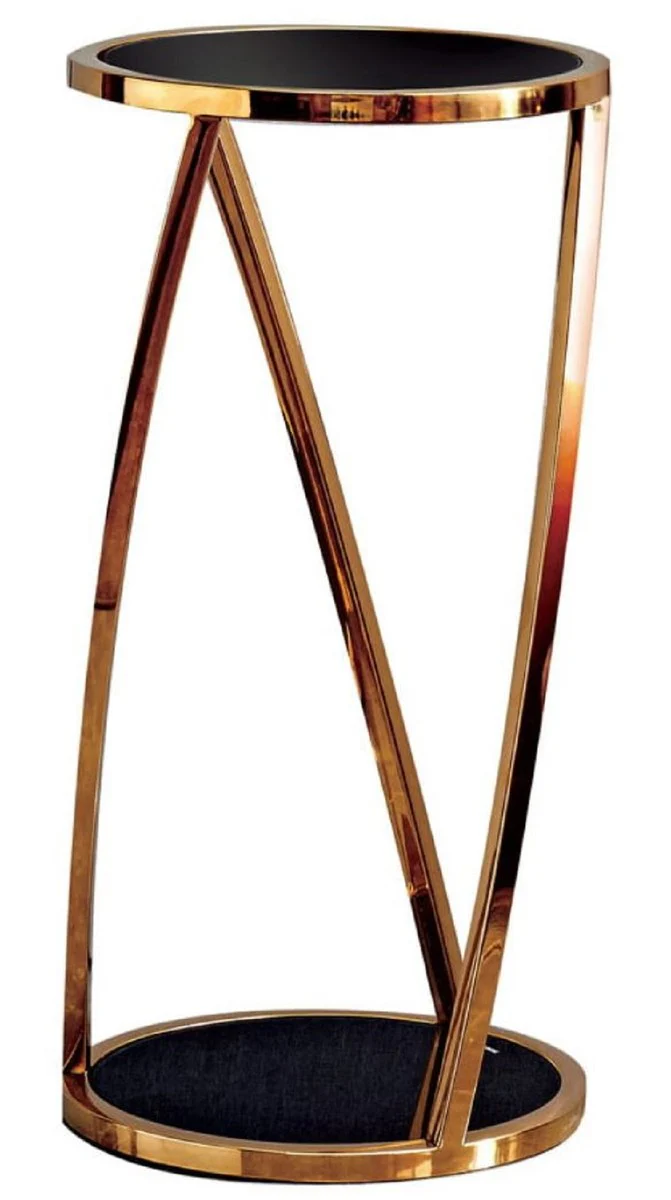 Luxury side table gold / black Ø 35 x H. 70 cm - Round stainless steel flower table with tinted glass tops - Living room furniture - Luxury furniture