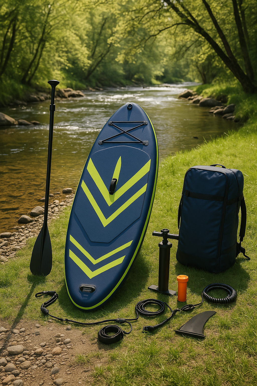 Aufblasbares Paddleboard, marineblau-grün, PVC, geeignet für Flüsse, 310 x 80 x 15 cm, WzOBCpW535Rm