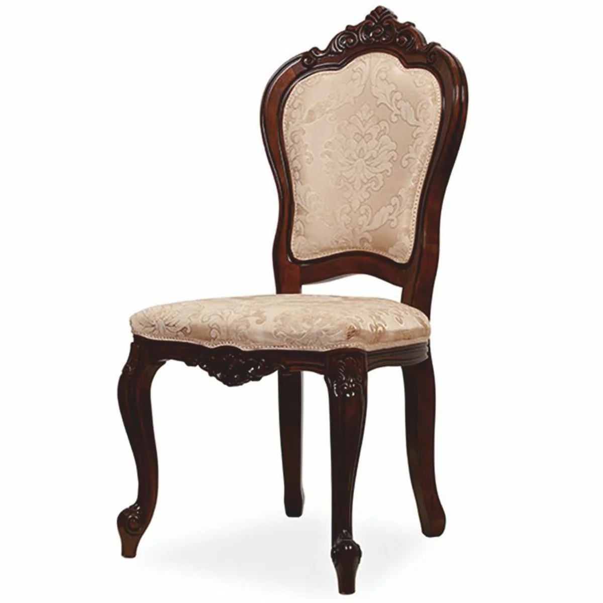 Luxury Baroque Dining Room Chair Beige / Dark Brown - Exquisite Baroque Furniture