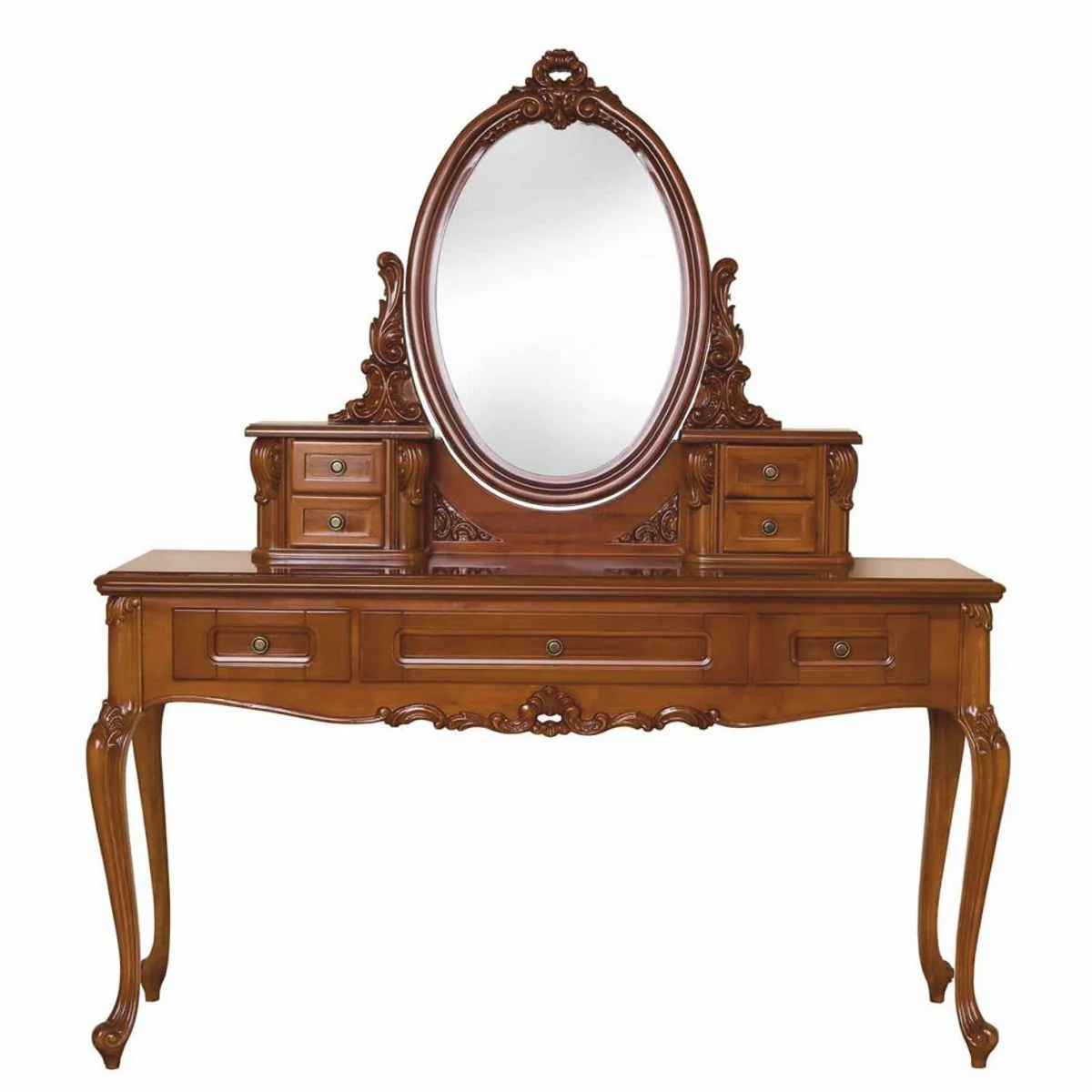 Luxury Baroque Dressing Table with Mirror Brown - Baroque Style Bedroom Furniture