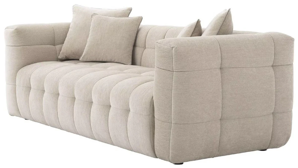 Luxury sofa sand color 230 x 100 x H. 75 cm - Living room sofa with 4 cushions - Living room furniture - Luxury furniture - Living room furnishings - Luxury furnishings - Luxury quality