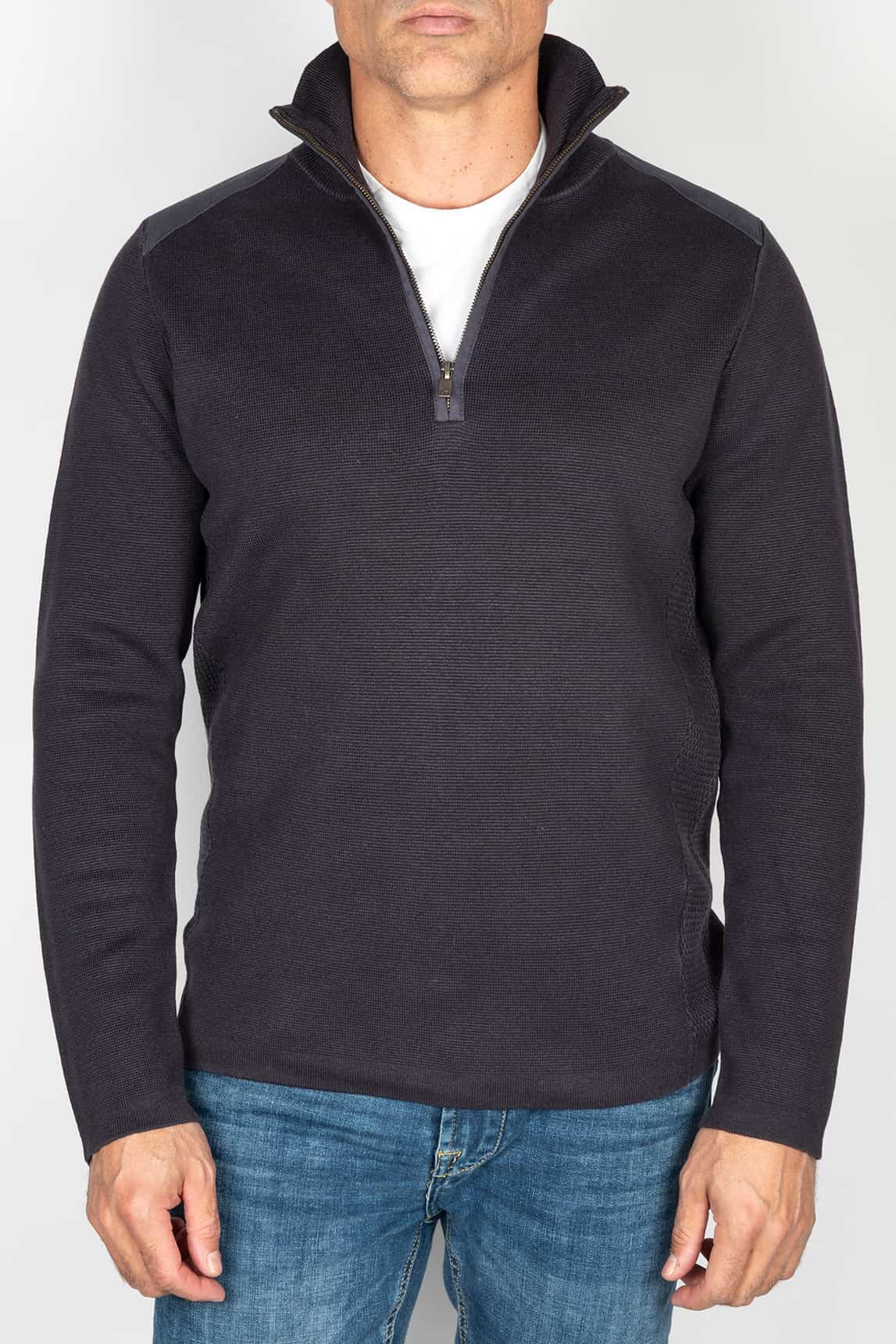 Marineblauer Keeling-Pullover mit halbem Reißverschluss von Rivera-Spain